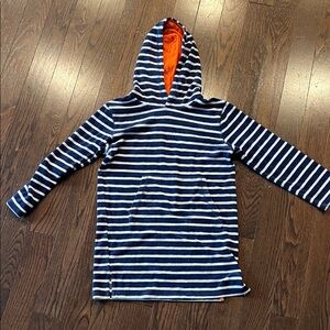 Striped Navy & White Hooded Terry Pullover